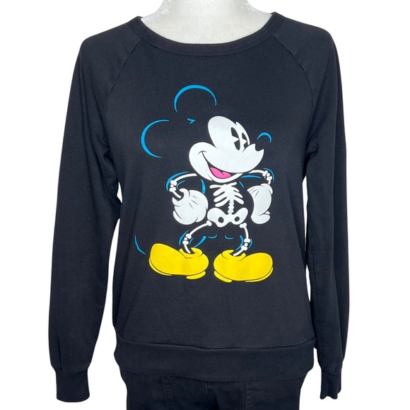 Disney Glowing Mickey Mouse Skeleton Glow in the Dark Black Junior Large L Youth - Picture 17 of 17